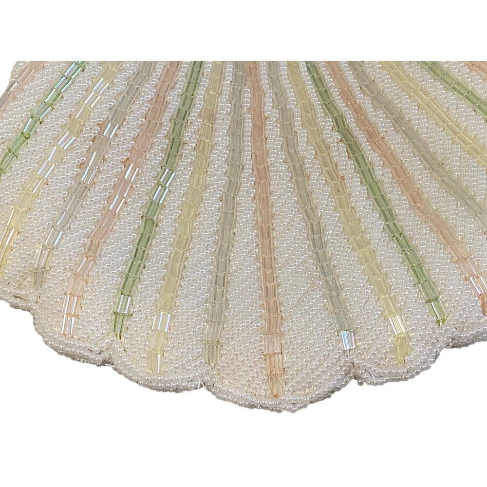 Antique Vintage 1950s Pearl Beaded Seashell Fancy Gold Chain Clutch Purse - Picture 6 of 11